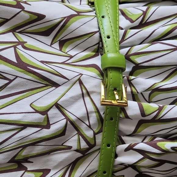 Cece's New York Fit & Flare Lime Stick Print Belted Dress with POCKETS - Picture 3 of 7